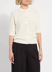 Lysse Regina Short Sleeve Cardigan in ecru - women's cardigan