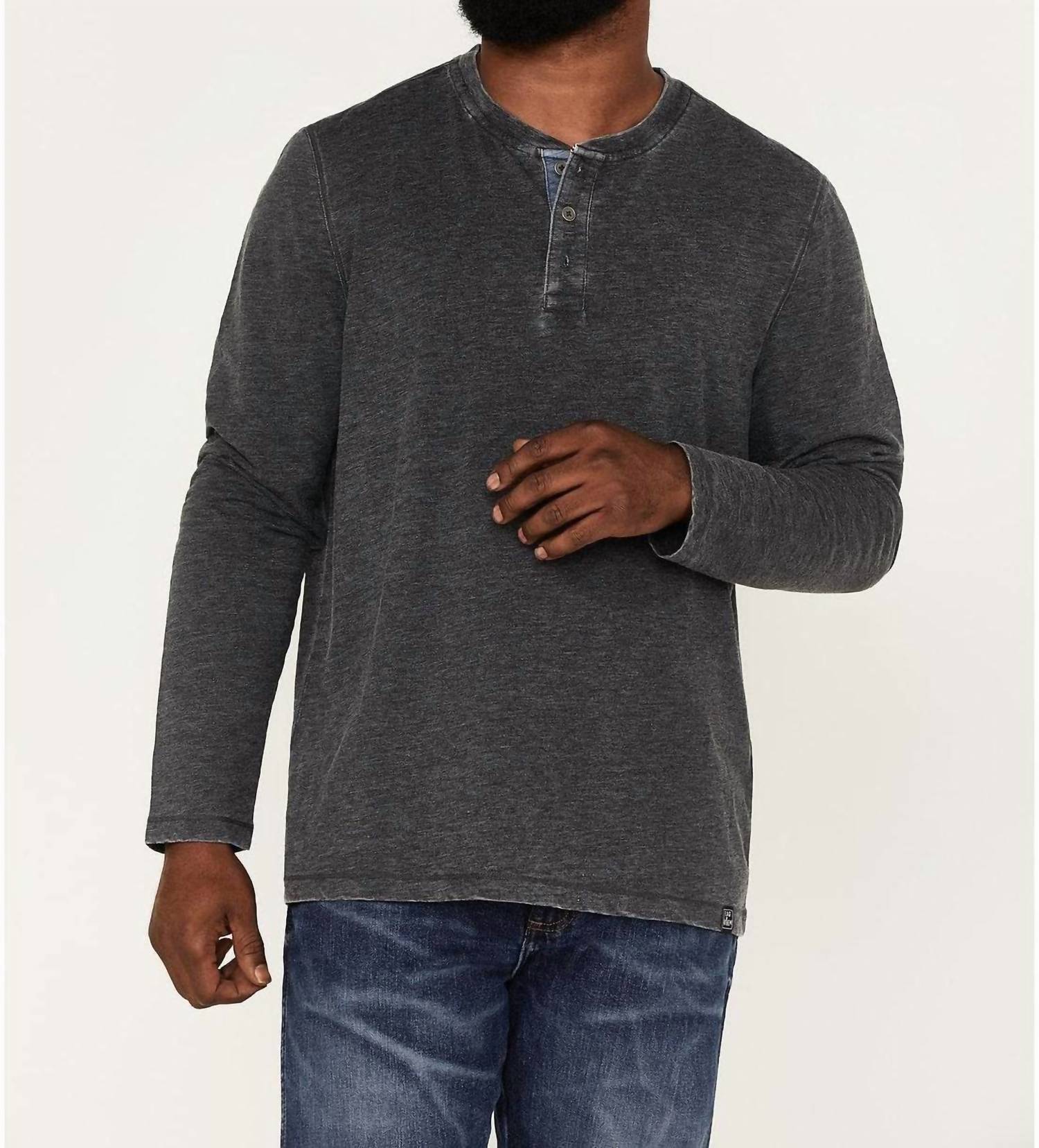 Flags & Anthem - Chantham Burnout Slub Henley Long Sleeve Shirt