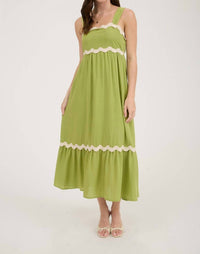 Blu Pepper - Trim And Ruffled Bottom Midi Dress