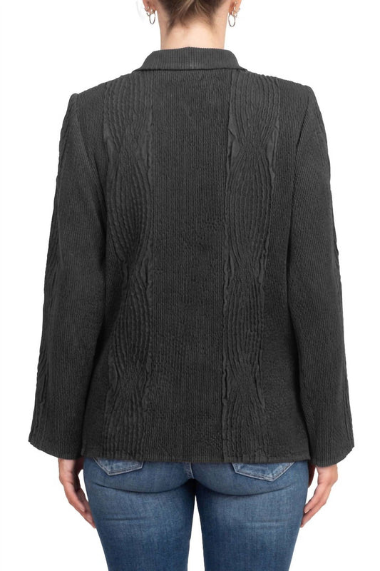 Flair Wear - Notched Collar Faux Suede Jacket