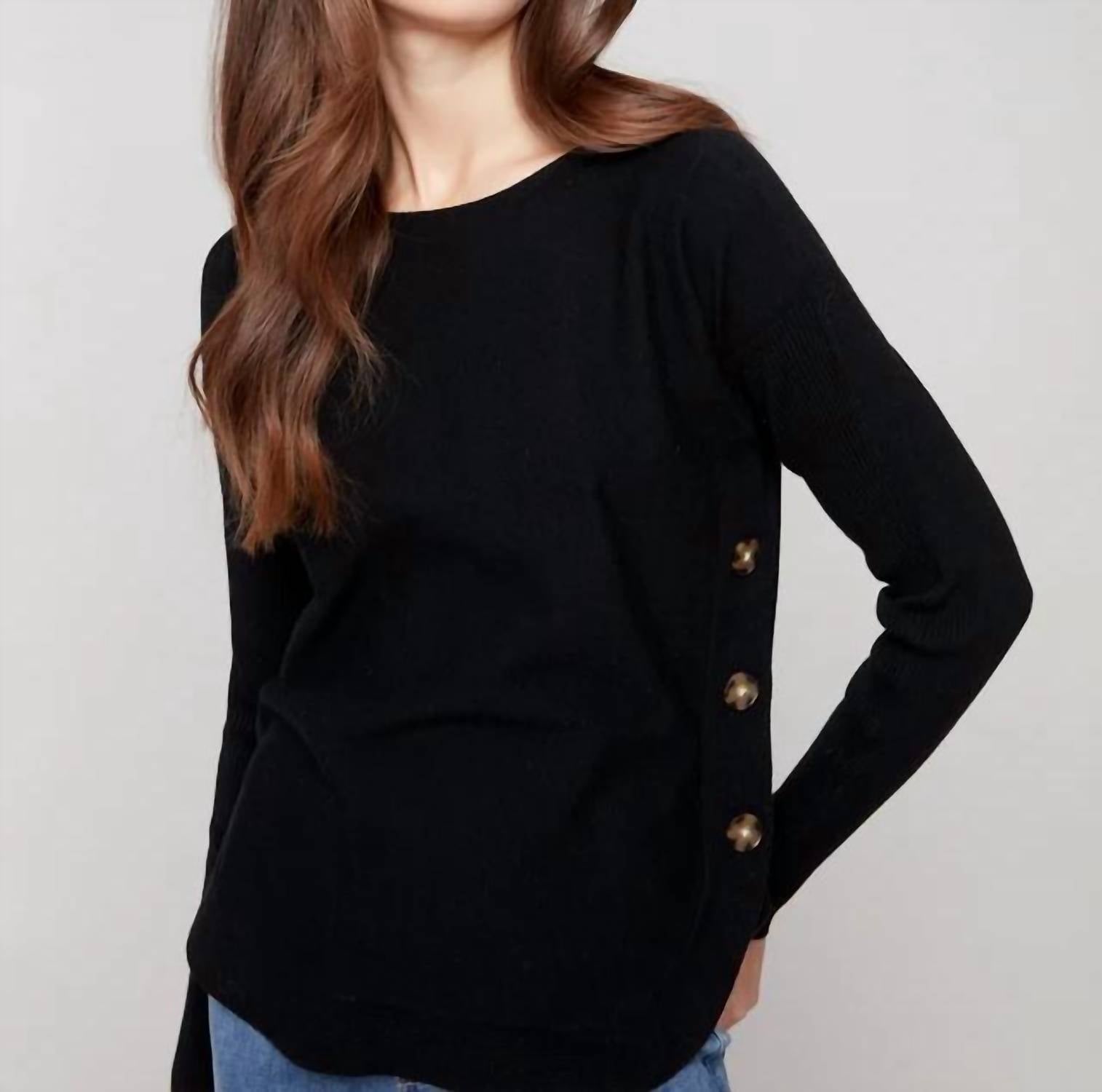 Charlie B - Boat Neck Sweater With Side Buttons