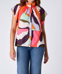 Crosby by Mollie Burch Billie Short-sleeved Blouse in rocky top - women's blouse