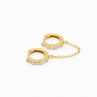 Au79 - Women's St Moritz Double Huggie Earrings With Chain