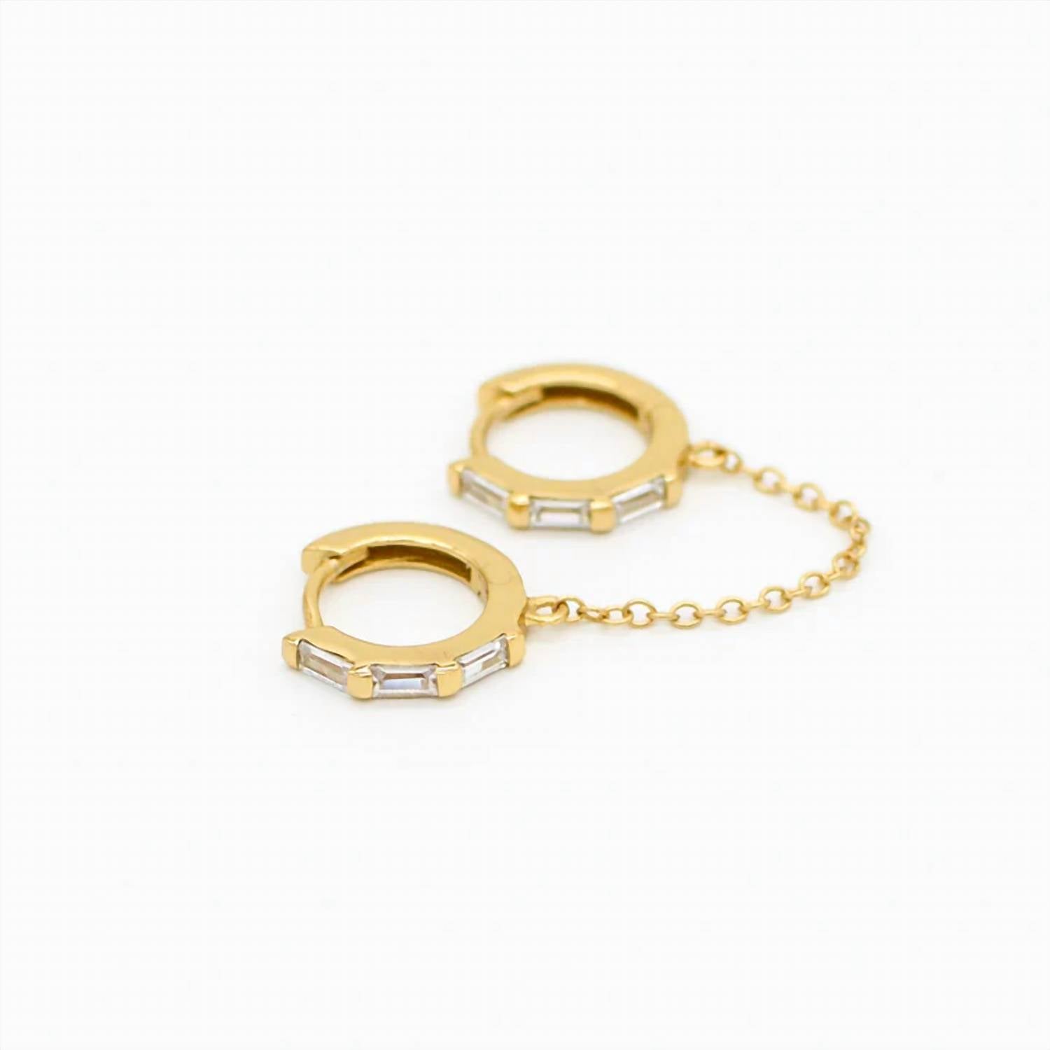 Au79 - Women's St Moritz Double Huggie Earrings With Chain