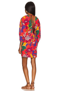Something Navy - Floral Long Sleeve Open Back Mini Dress