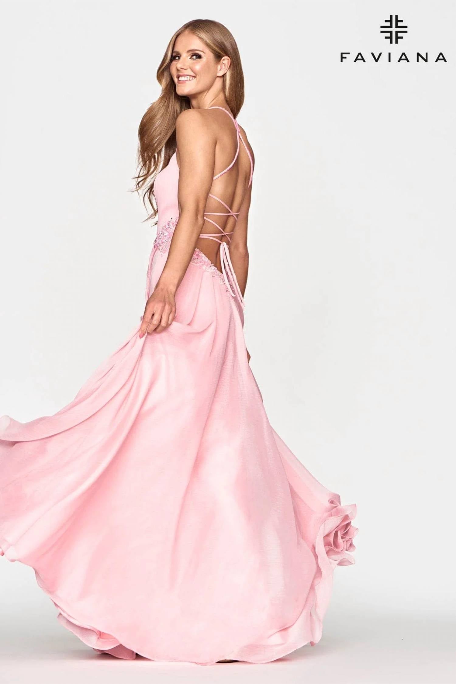 FAVIANA Clean Cami with Beaded Waist Dress in light pink - women's dress - alternate view