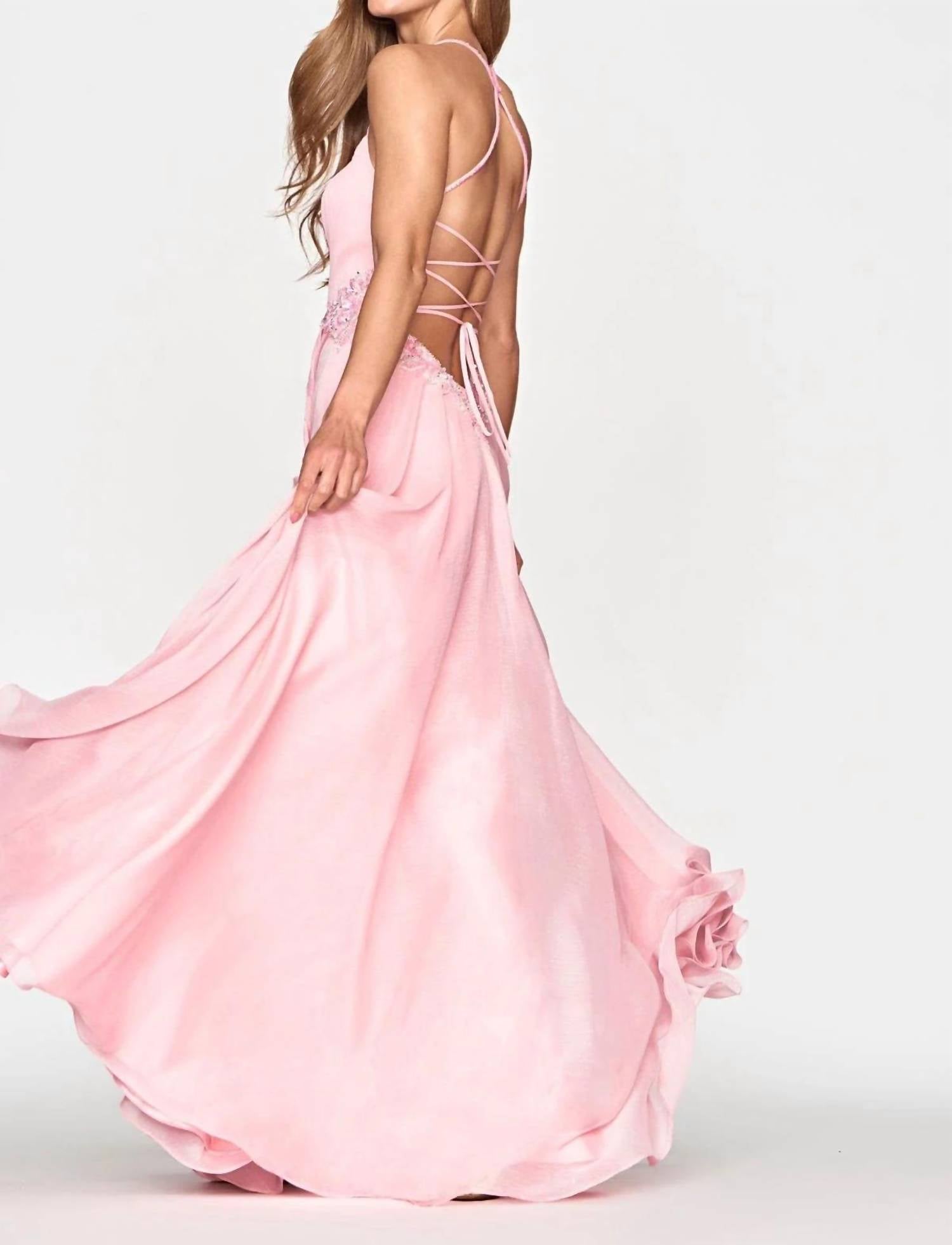 FAVIANA Clean Cami with Beaded Waist Dress in light pink - women's dress - detail view