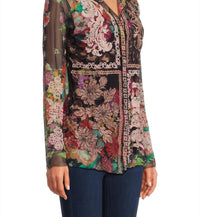 Johnny Was - Mazzy Embroidered Floral Button Front Blouse
