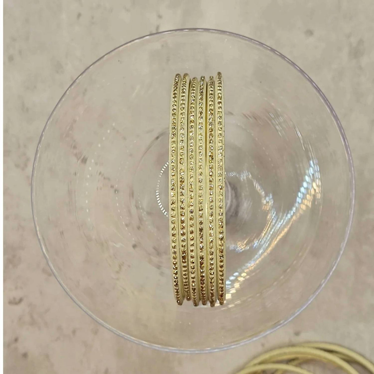 Erik & Mike - Women's Glitter Thin Metal Bangle Set Of 6 Bracelets