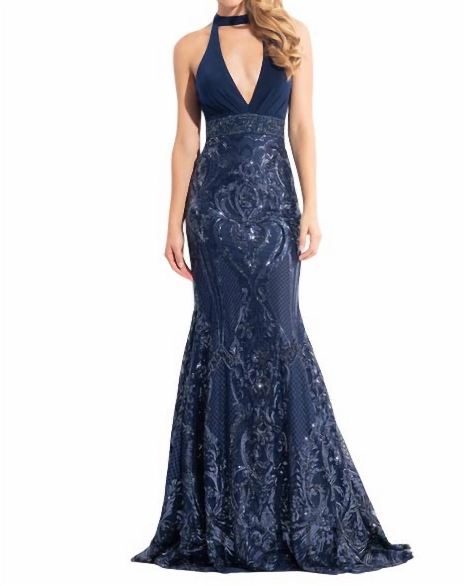 Rachel Allan - Halter Neck Embellished Mermaid Gown