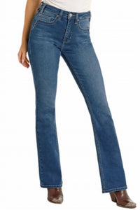 Rock & Roll Denim High Rise Bootstitch Pocket Bootcut Jean in medium wash - women's jeans