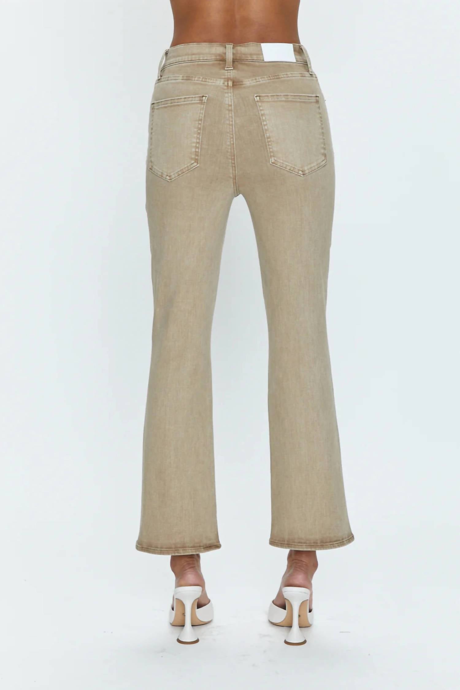 PISTOLA Lennon High Rise Bootcut Jeans in mink snow - women's jeans - detail view