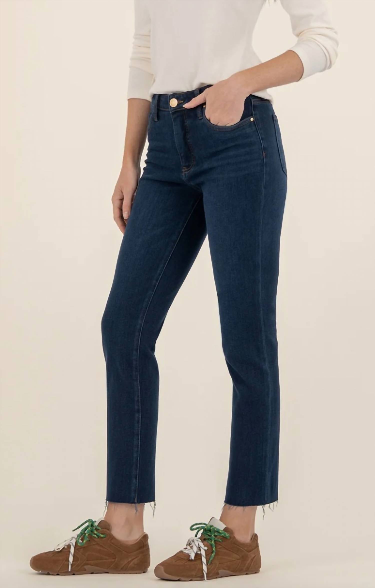 KUT FROM THE KLOTH Reese High Rise Ankle Straight Jeans in courageously wash - women's jeans - alternate view