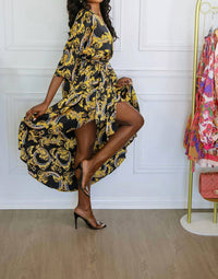 Little Secret Of Mine - Spark My Love Asymmetrical Maxi Wrap Dress
