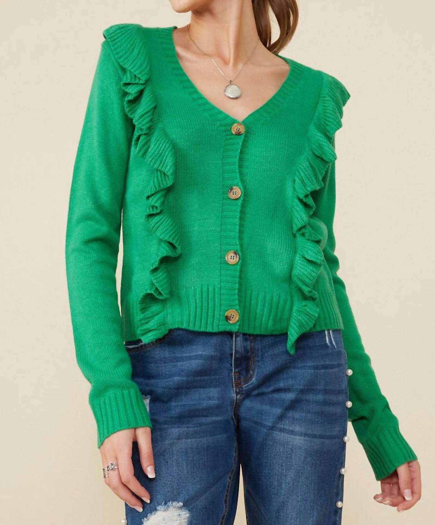 Hayden La - Ruffle Knit Cardigan
