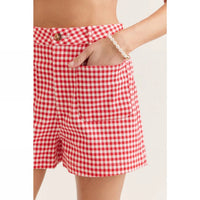 Style Usa - Gingham High Waist Shorts