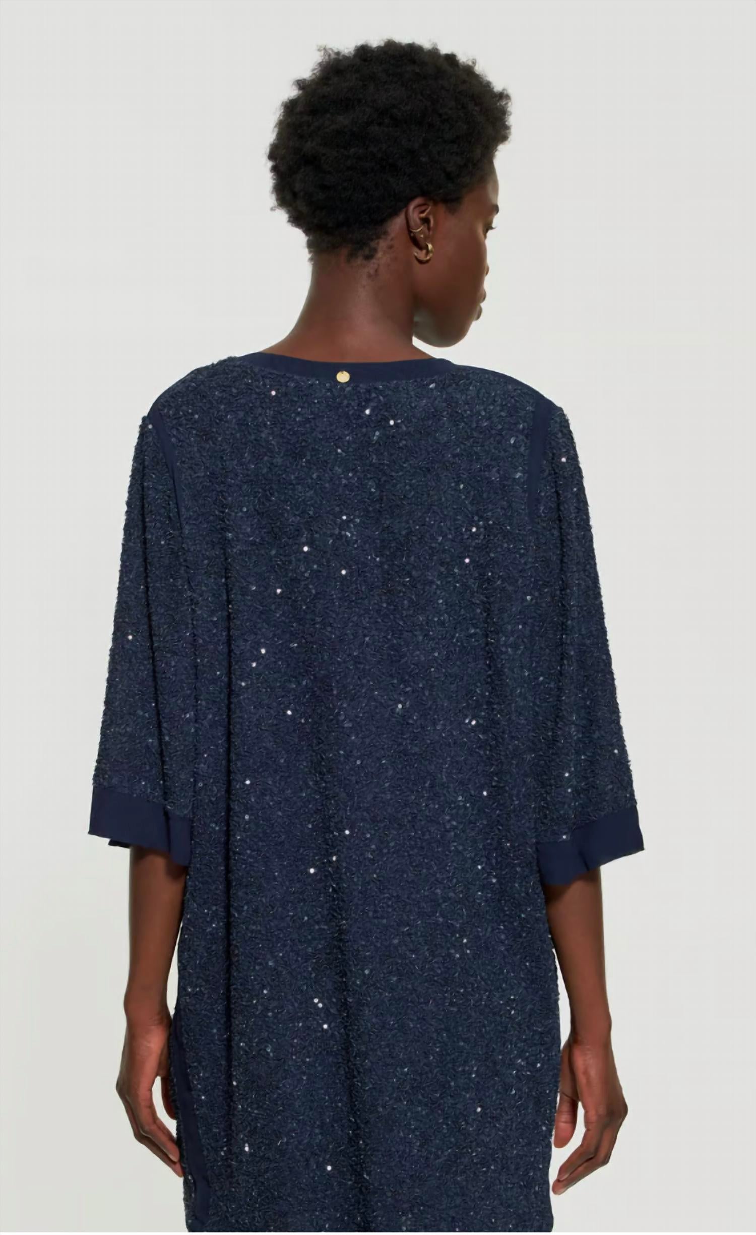 Antik Batik Stefi Mini Dress in dark navy - women's dress - alternate view