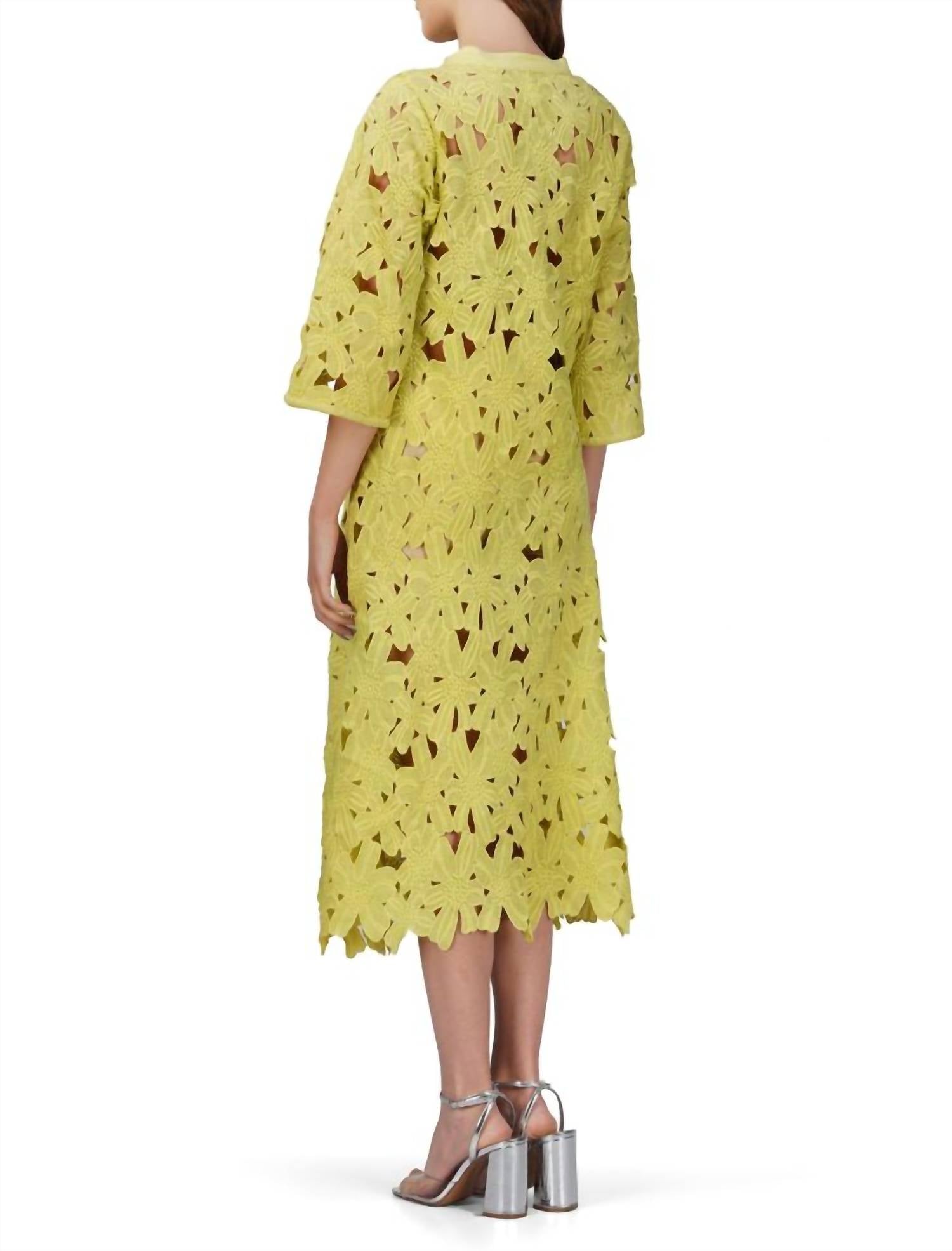 America & Beyond - Fall for Neon Floral Lace Cover Up Dress
