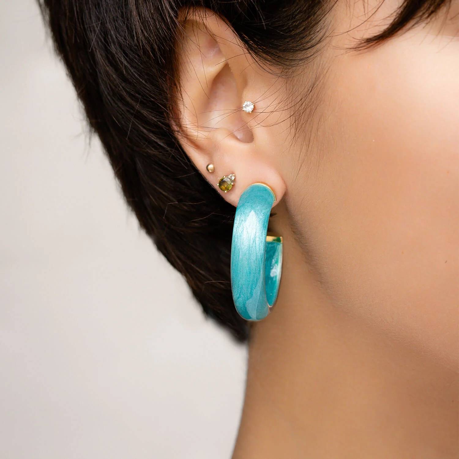 Gold & Honey - Women's Small Illusion Lucite Hoop Earrings