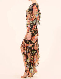 Misa Los Angeles Silvana Long Sleeve Top in fiery flora chiffon - women's blouse - view 4