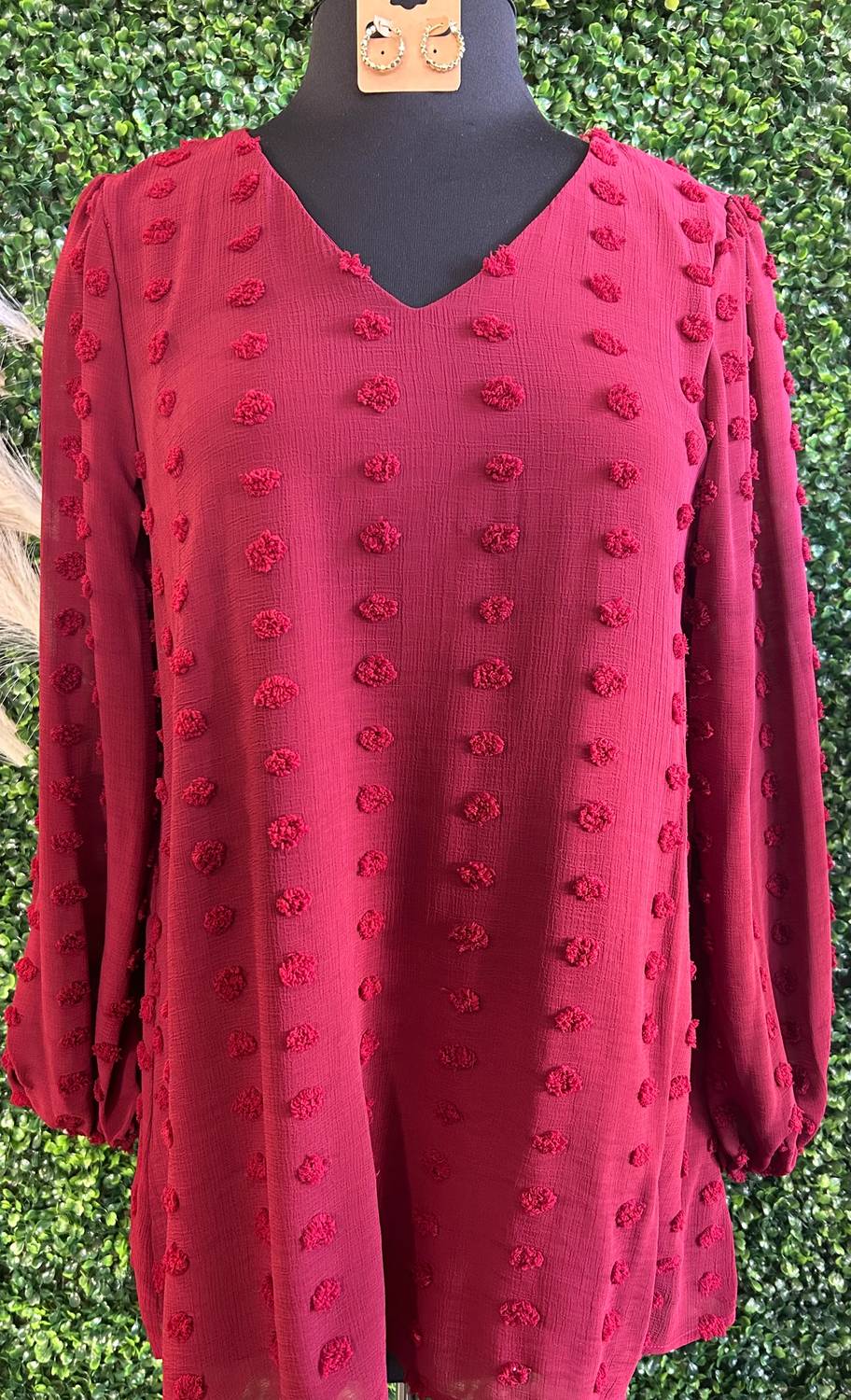 First Love - Women's Swiss Dot V-neck Blouse