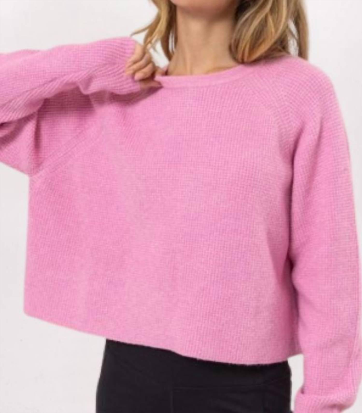 HYFVE Basic Crewneck Sweater in rose pink - women's sweater