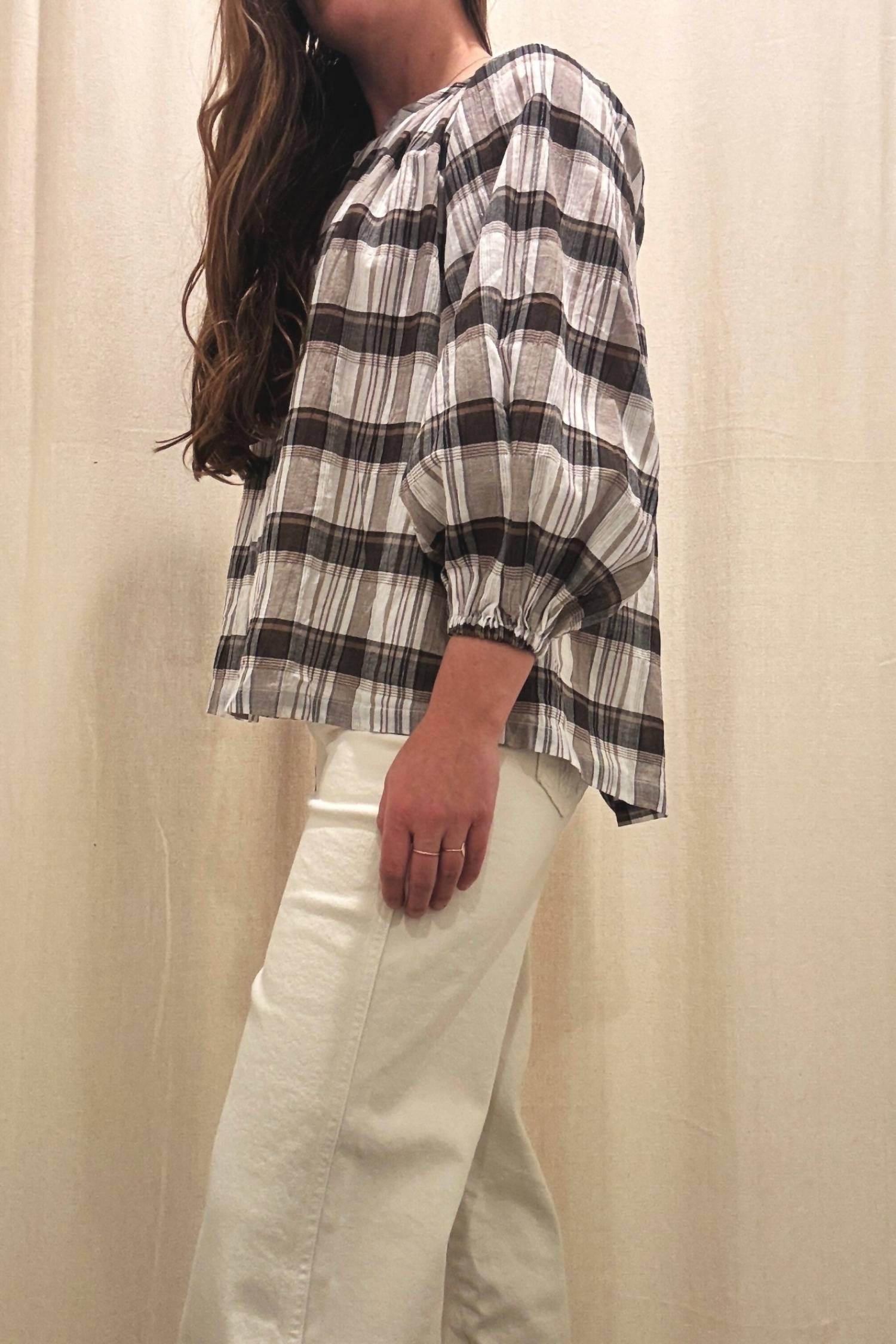 Nary - Windowpane Button Top