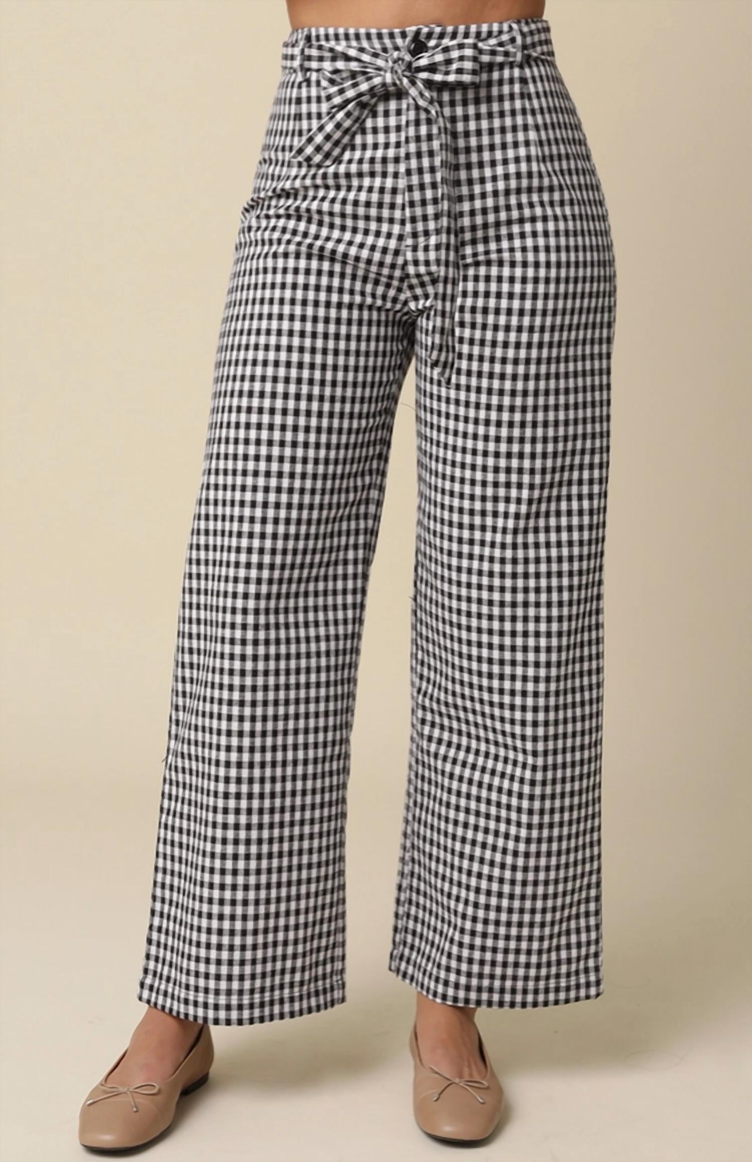 Olivaceous - Isis Gingham Tie-Waist Pants