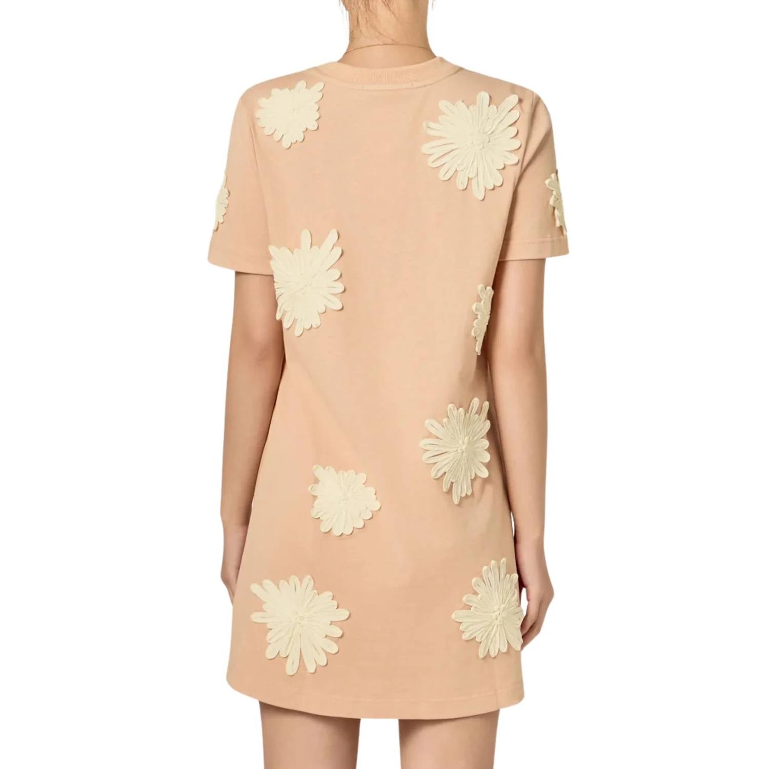 English Factory - Floral Appliqué Mini T-shirt Dress