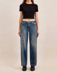 Hidden - Ella Mid-rise Classic Straight Jeans With Side Strips