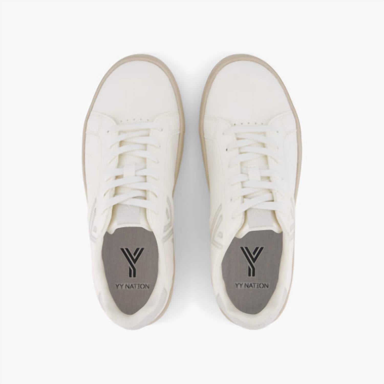 YY Nation Women's Fractus Cactus Sneaker in white taupe natural - women's sneaker - alternate view