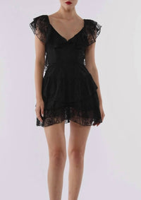 SAU LEE ALICE MINI DRESS in black - women's dress - detail view
