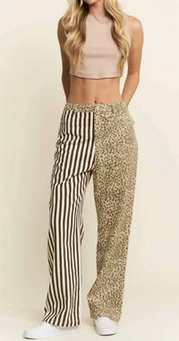 Jade By Jane - Wild Side Leopard & Stripe Flare Pants