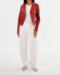LAMARQUE Pascale Faux Leather Jacket in crimson - women's jacket - view 6