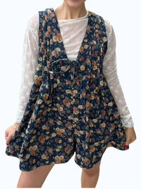 Bibi - Washed Floral Denim Romper