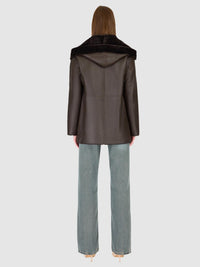 HiSO Cherez Reversible Shearling Jacket in chocolate silky - women's jacket - view 4