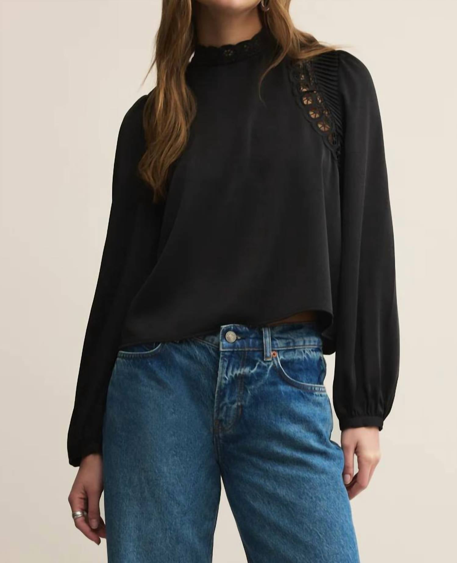 Z Supply - Silvana Mock Neck Embroidered Top