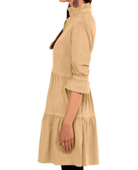 GRETCHEN SCOTT Ultra Suede Teardrop Mini Dress in beige - women's dress - detail view