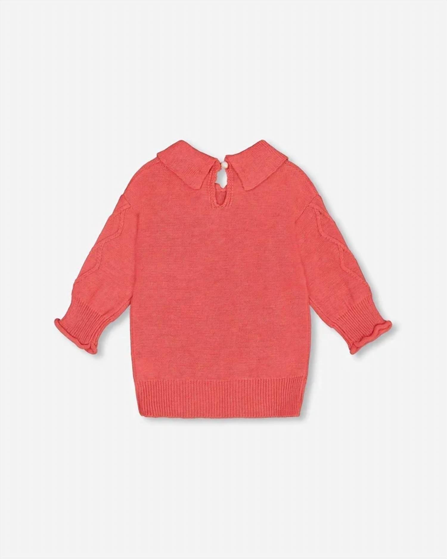 Deux Par Deux - Kids' 3/4 Knit Sweater With Collar
