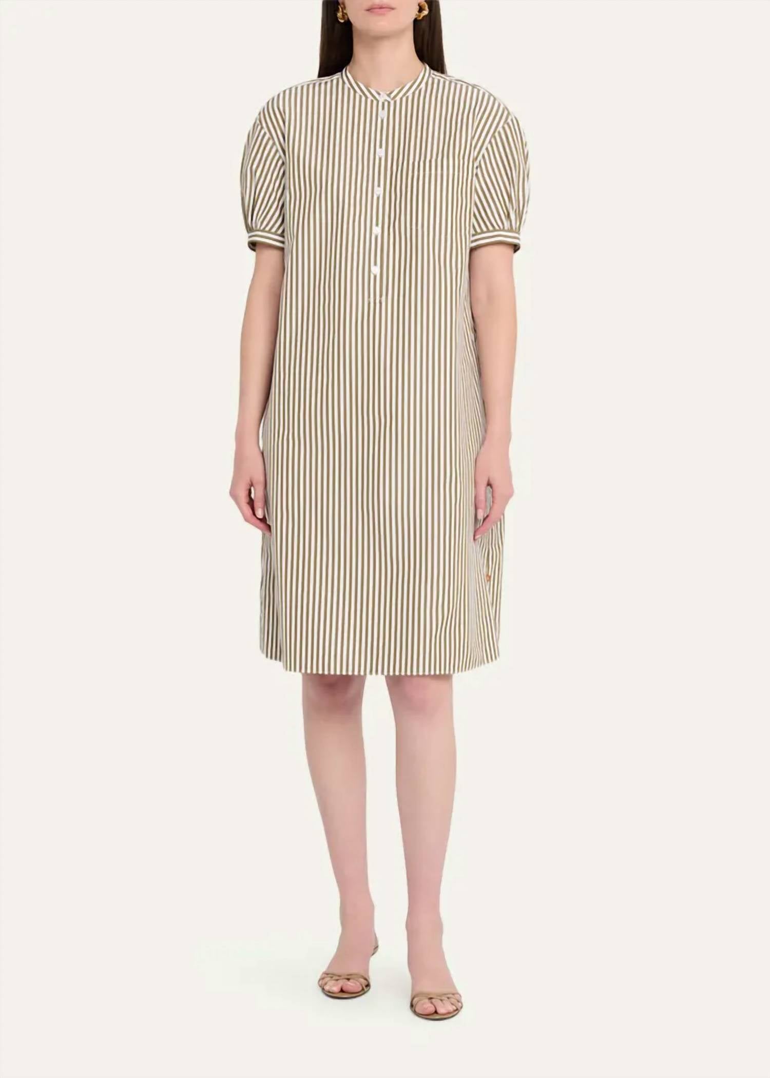 Lafayette 148 - Stripped Puff Sleeve Shift Dress