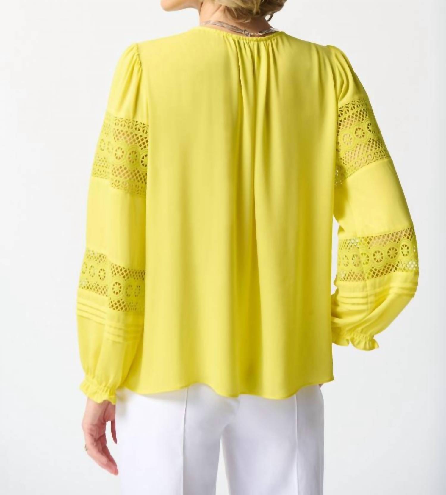 Joseph Ribkoff - V-neck Lace Detail Sleeve Relaxed Blouse