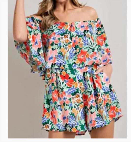 Eesome - Floral Print Ruffle Romper