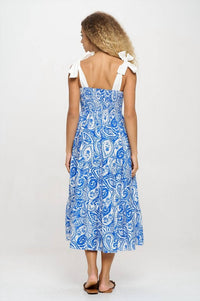 Meet Me In Santorini - Athena Paisley Tie Strap Midi Dress