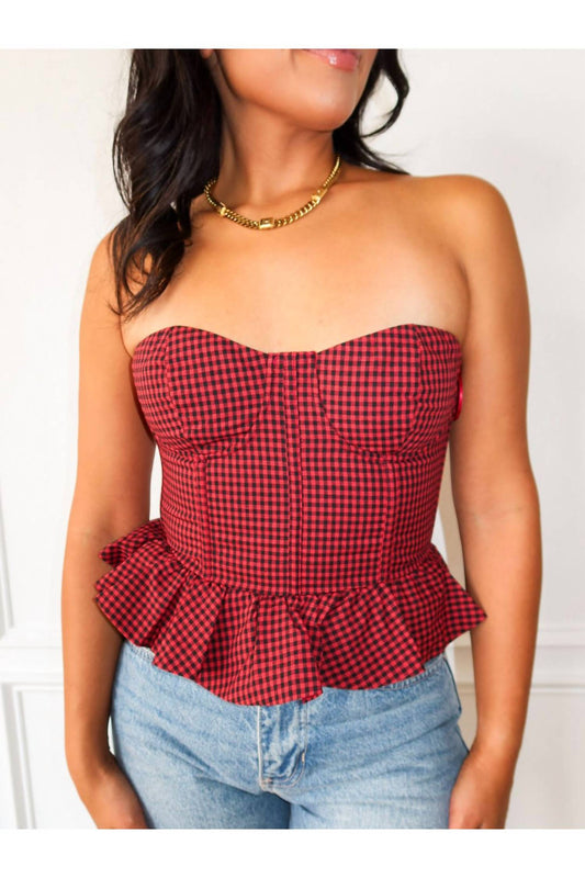 Olivaceous - Checkmate Corset Strapless Top