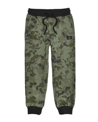 feather 4 arrow Bowie Camo Fleece Jogger in oil green - kids' joggers - detail view