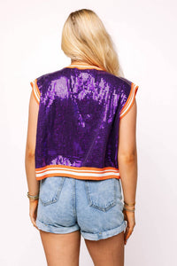 Queen Of Sparkles - Clemson Full Sequin Mascot Tank Top