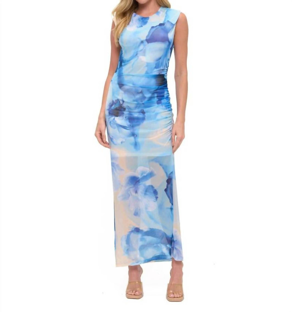 Ariella - Ruched Mesh Midi Dress