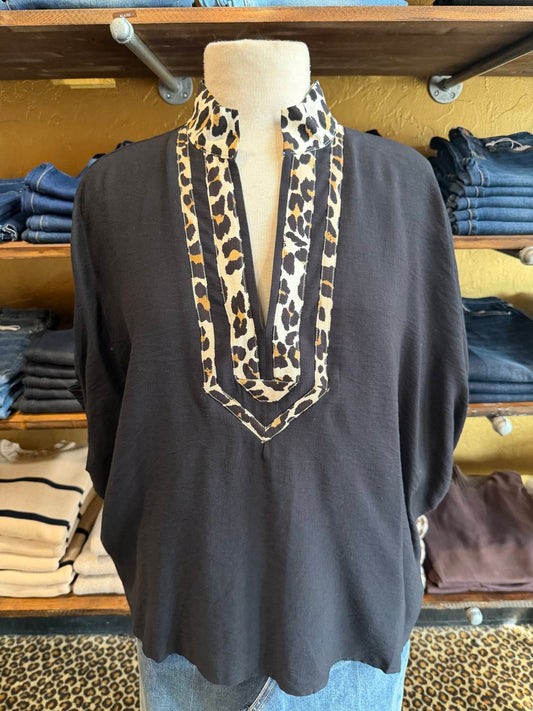 Entro - Poncho Top with Cheetah