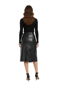 Toccin - Beatrice Embossed Crocodile Midi Wrap Skirt