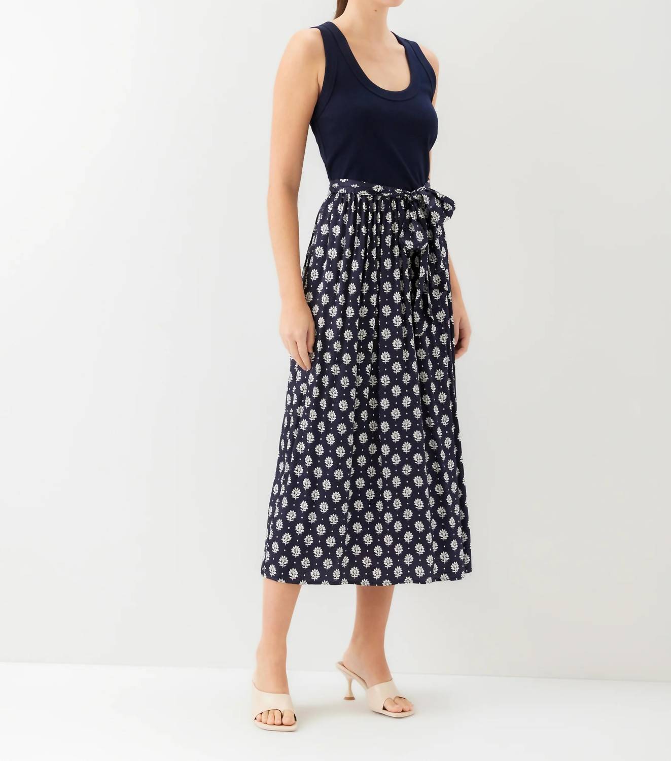Fifteen Twenty - Women's Contrast Belted Midi Dress